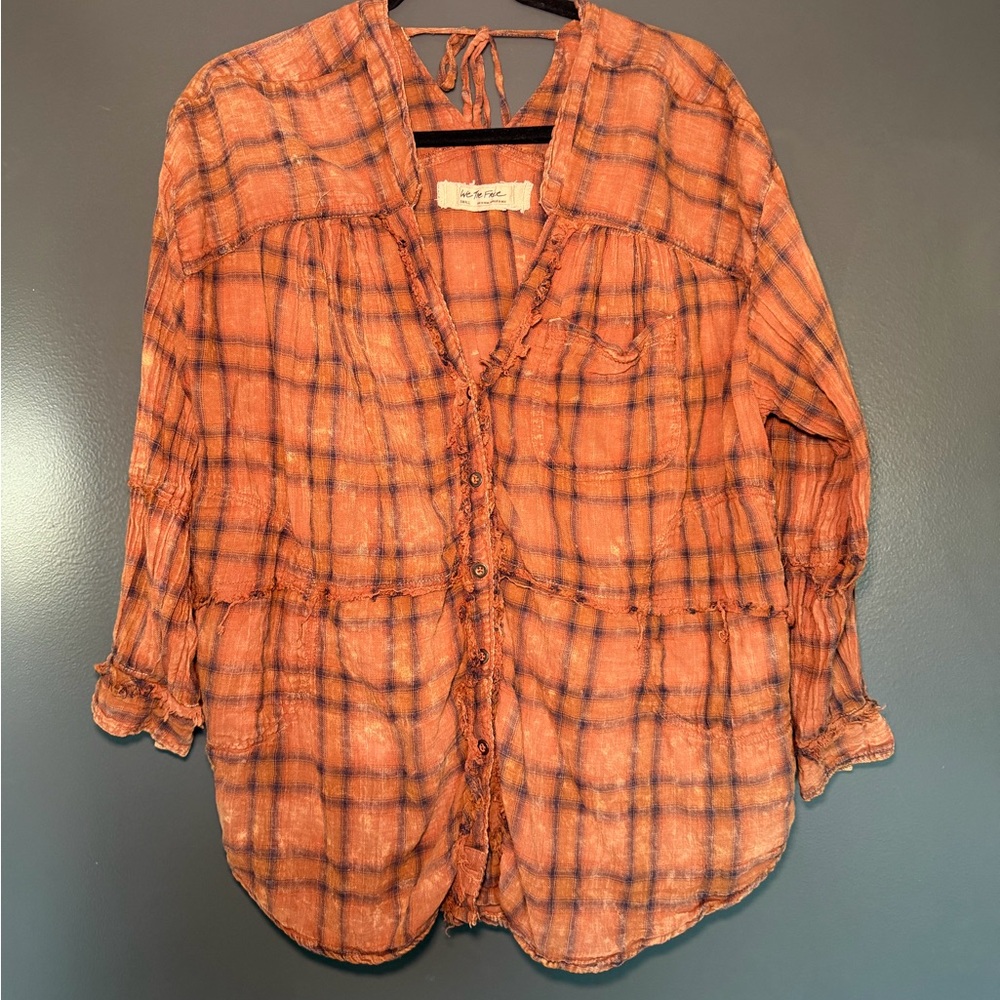 We The Free - One of the Boys Oversized Plaid Cotton Tunic Shirt - Picture 2 of 4